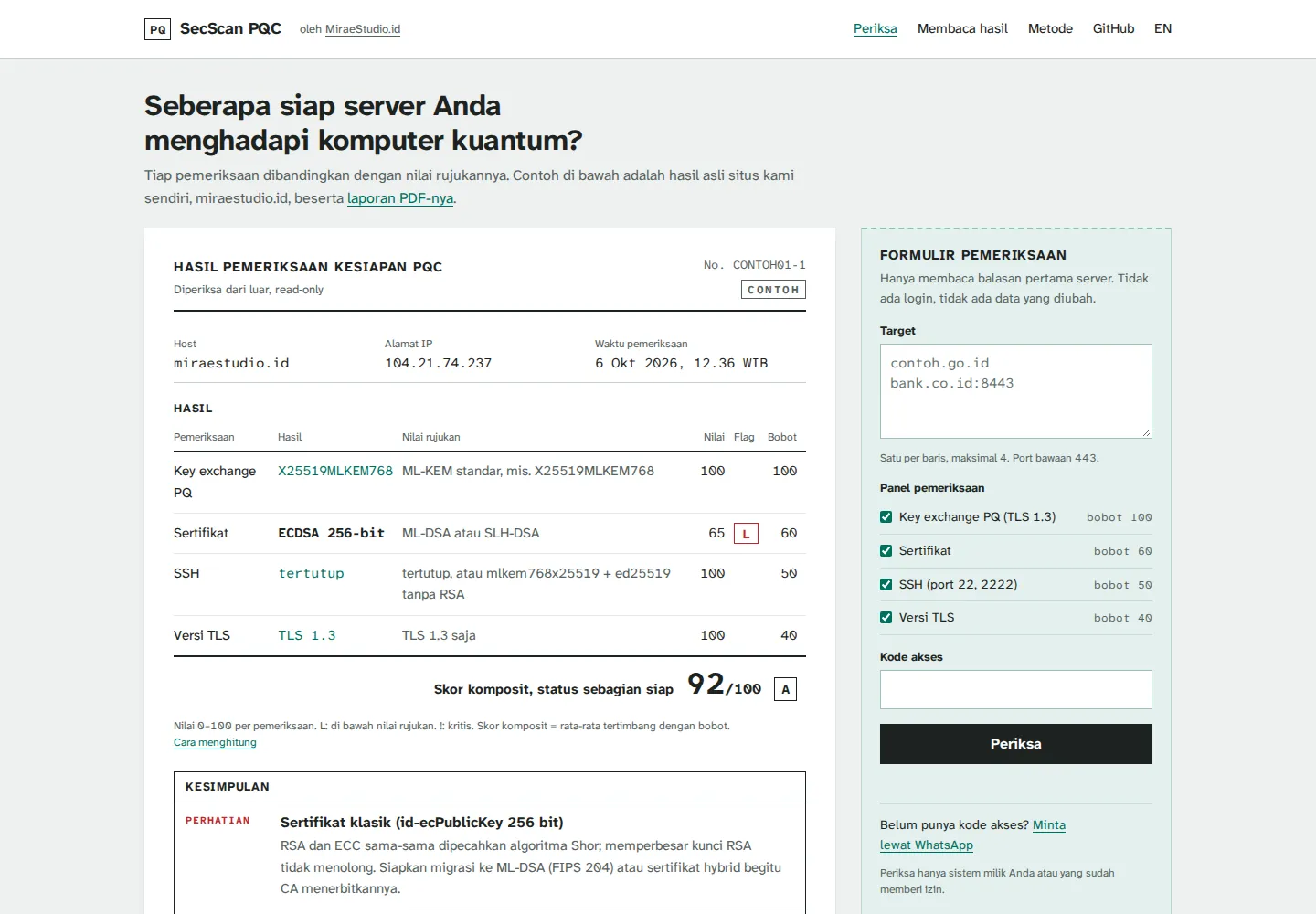The SecScan PQC website